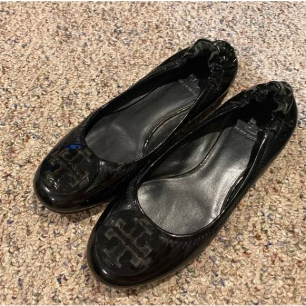 Tory Burch Glossy Black Flats - Picture 2 of 6